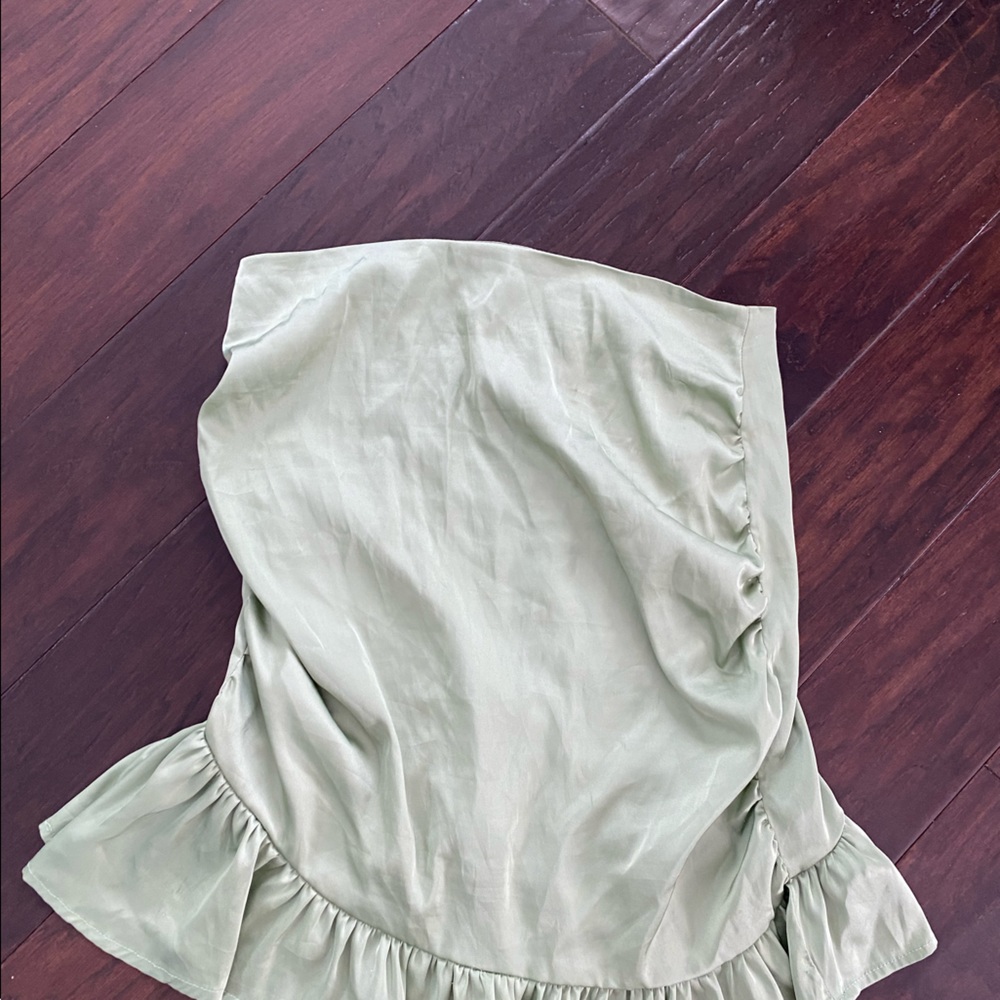 Green Satin Skirt Size L